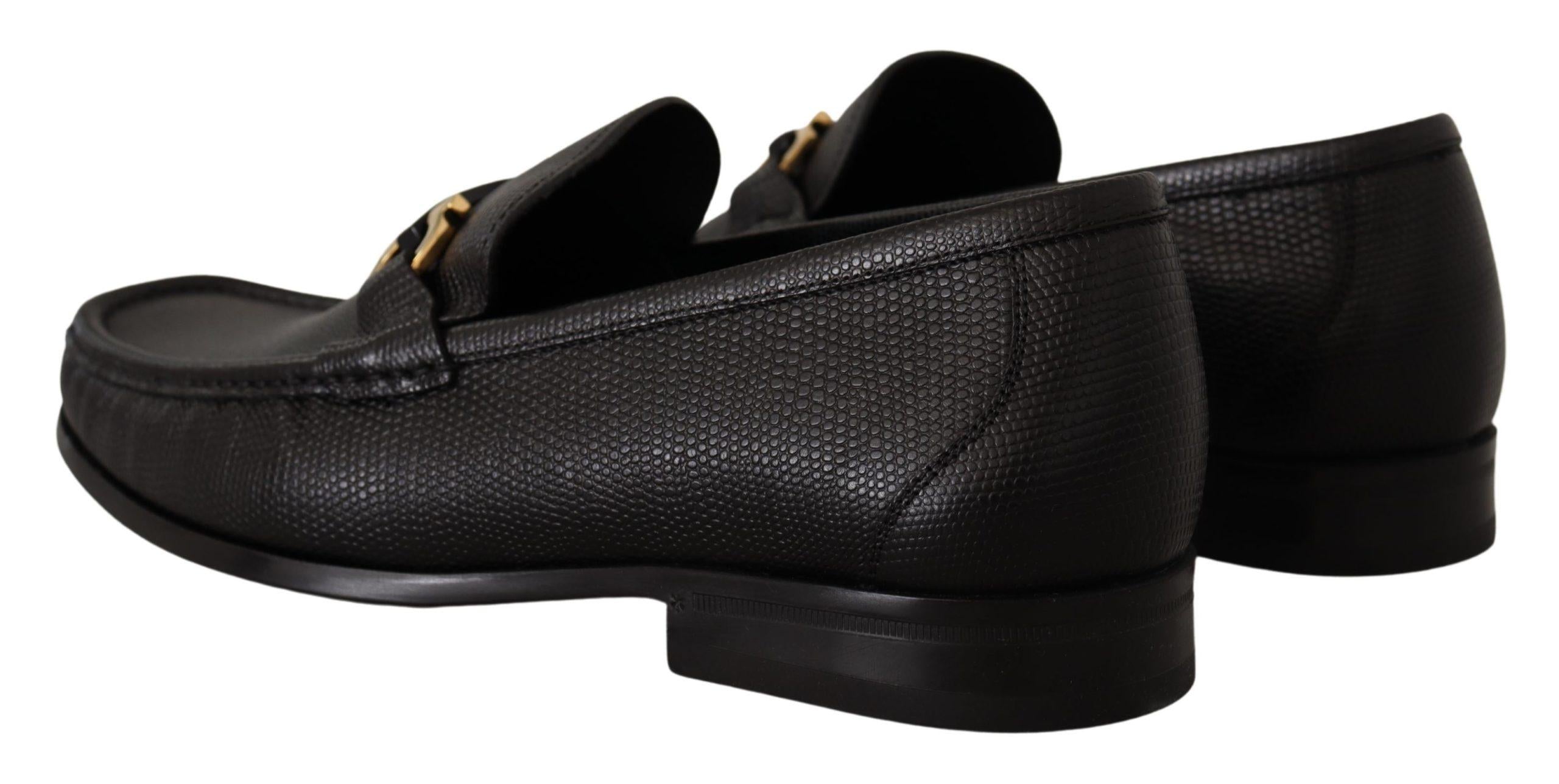 Salvatore Ferragamo  Men's Black Leather Gancini Loafers