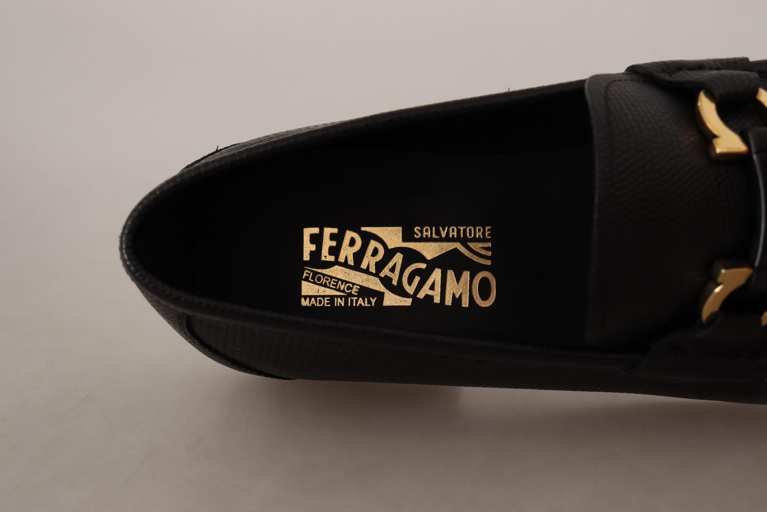 Salvatore Ferragamo  Men's Black Leather Gancini Loafers