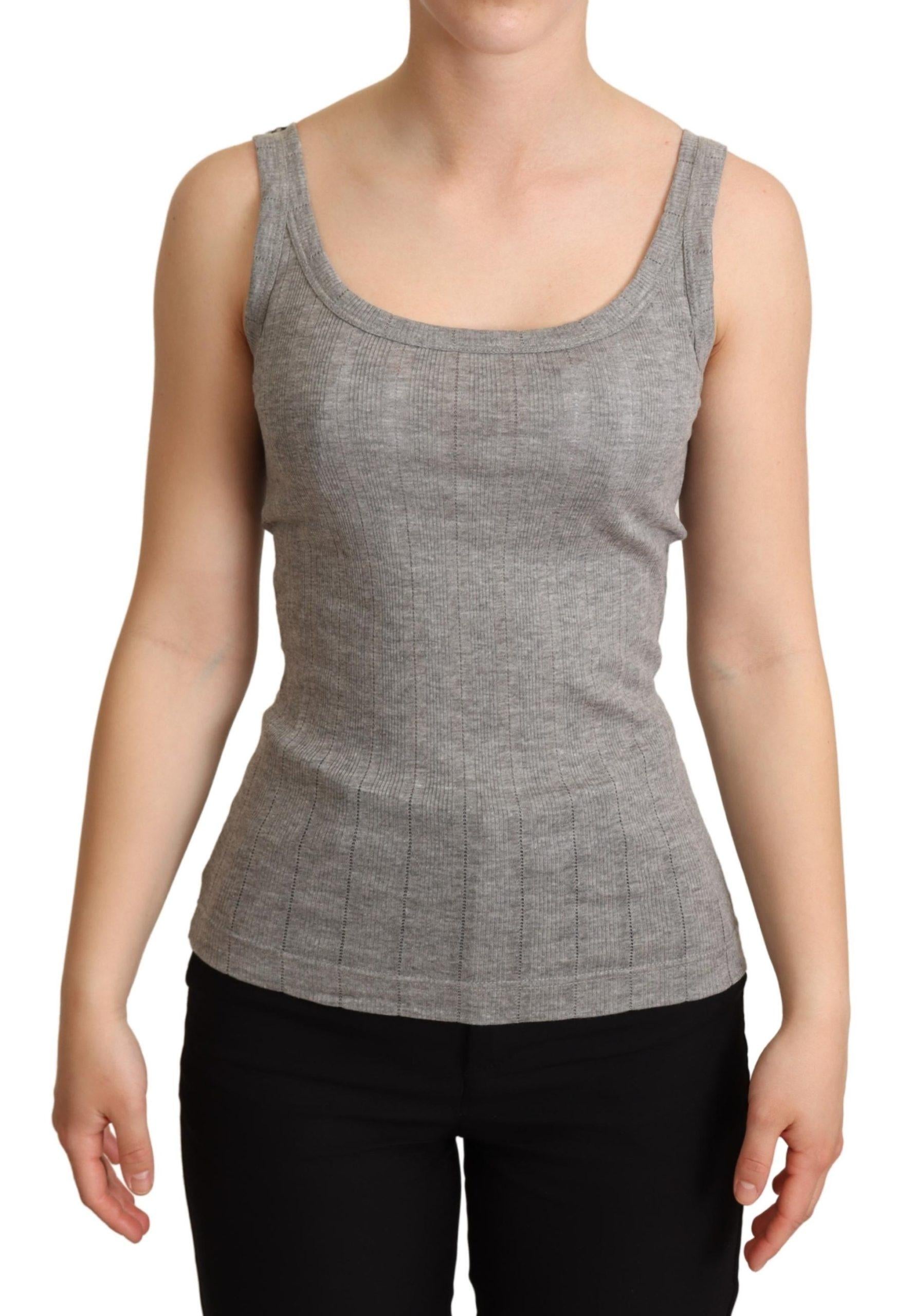 Tシャツ・カットソー DOLCE & GABBANA GREY STRETCH SATIN TANK TOP Dolce & Gabbana scoop-neck Cotton Tank Top | Grey | FARFETCH