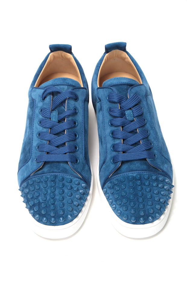 Christian Louboutin Blue Suede Louis Junior Spikes Orlato Sneakers