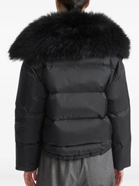 Yves Salomon Women Piumino Corto In Tessuto Tecnico Impermeabile Con Finiture In Lana D`Agnello Ariosa