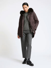 Parka Corto Iconico In Misto Cotone Impermeabile Con Pelliccia Di Volpe E Coniglio Women