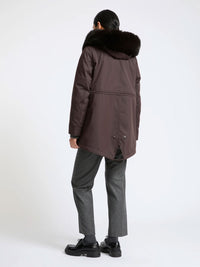 Parka Corto Iconico In Misto Cotone Impermeabile Con Pelliccia Di Volpe E Coniglio Women