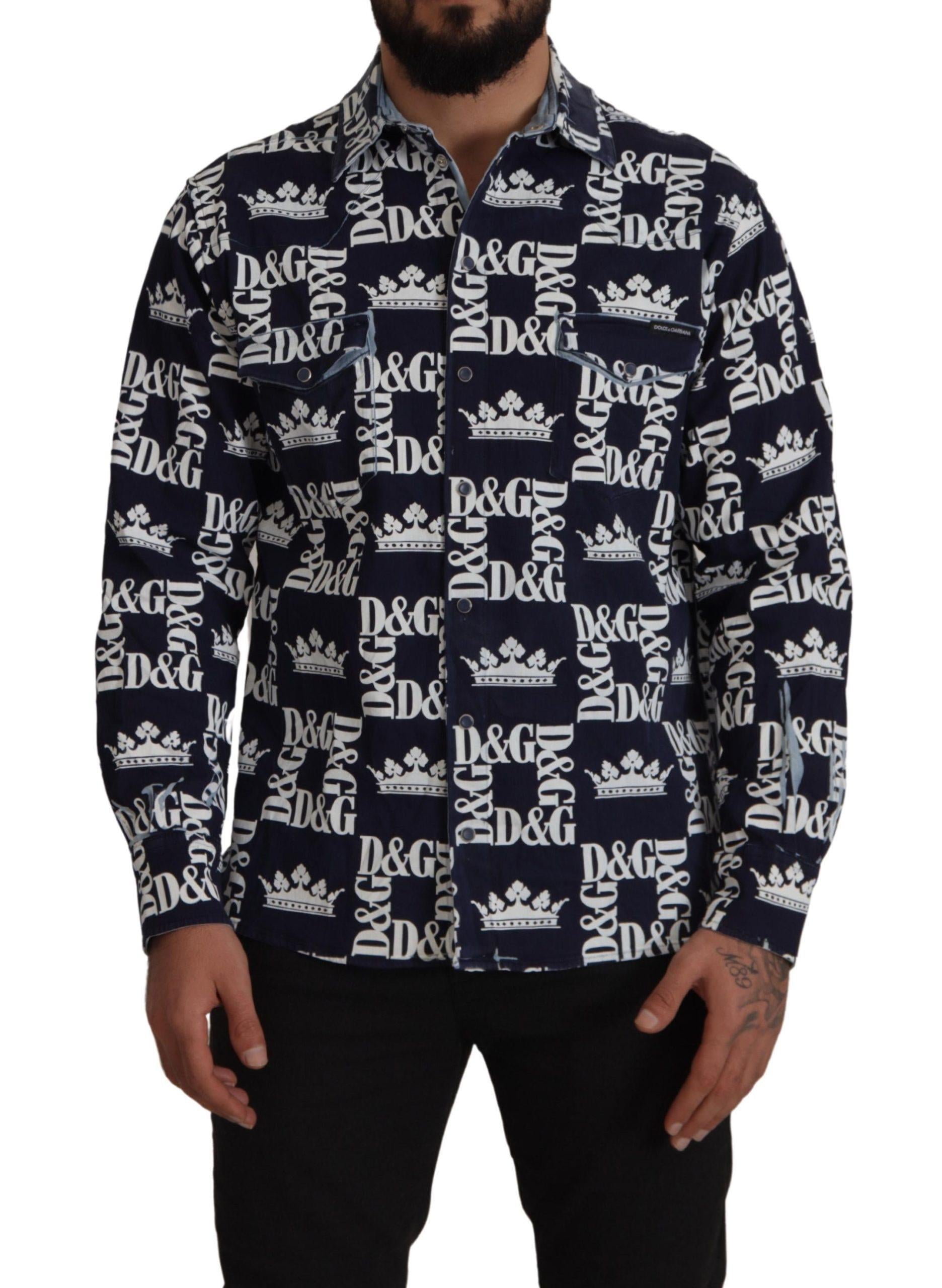 Dolce & Gabbana  Crown Logo Denim Shirt for Men