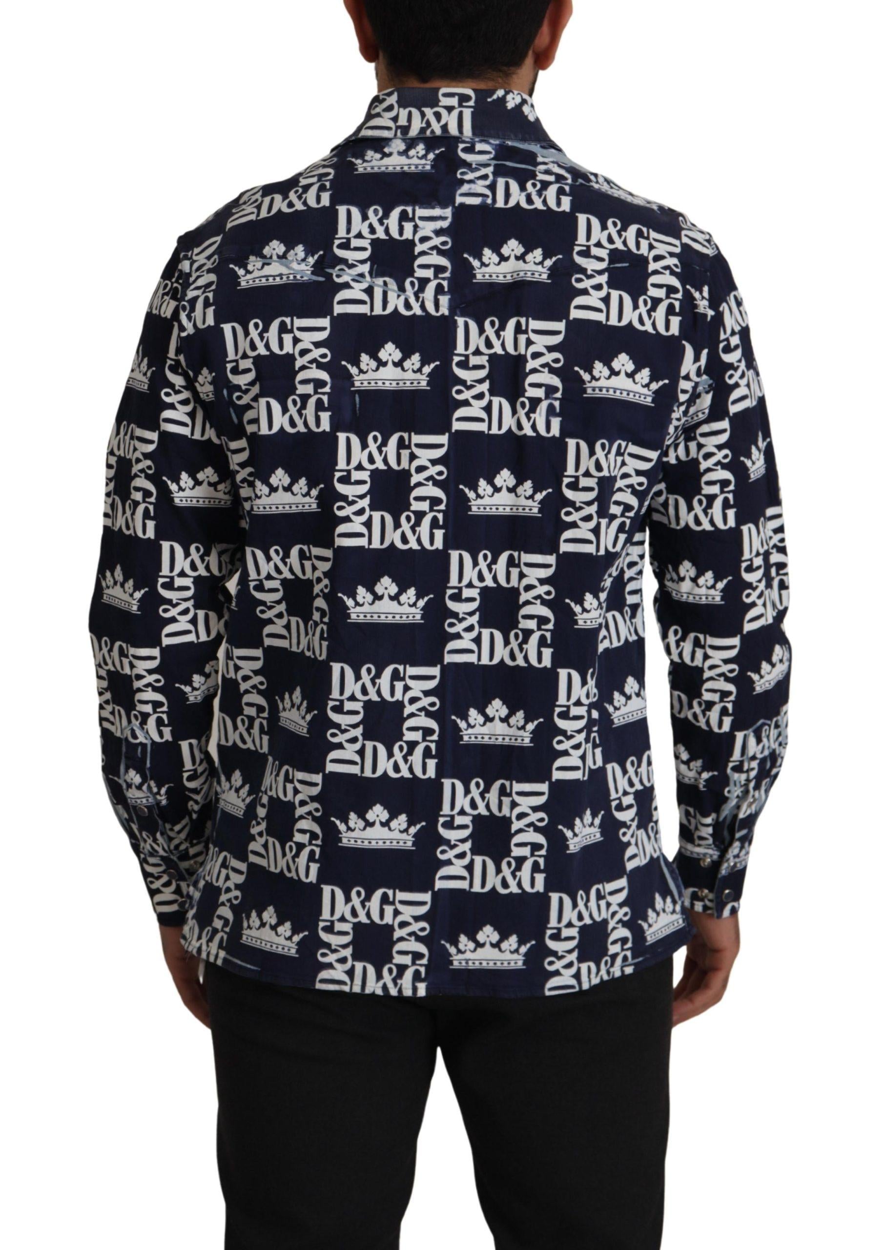 Dolce & Gabbana  Crown Logo Denim Shirt for Men