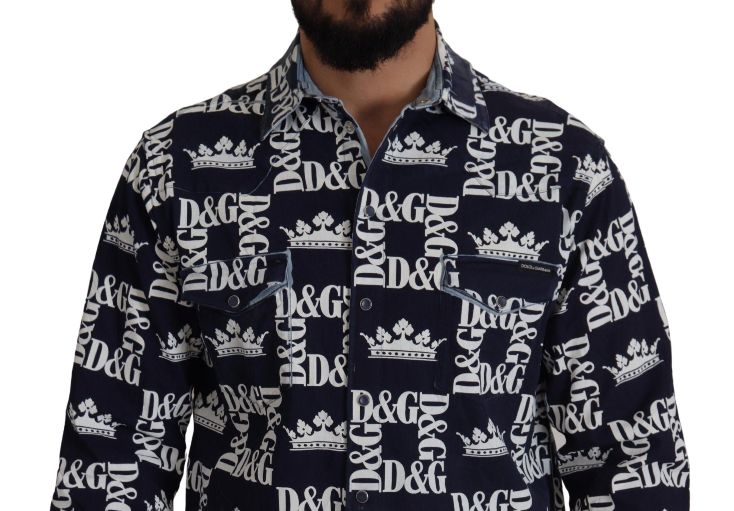 Dolce & Gabbana  Crown Logo Denim Shirt for Men