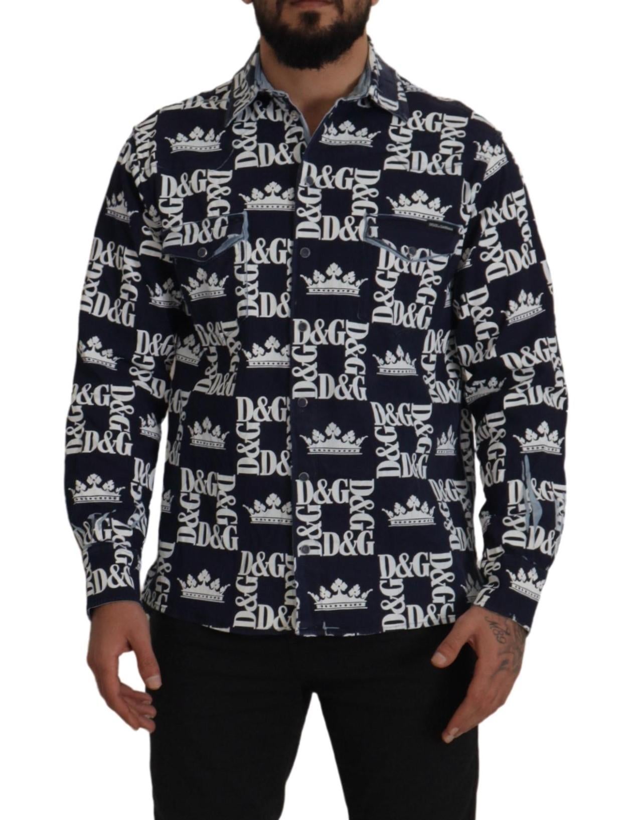 Dolce & Gabbana  Crown Logo Denim Shirt for Men