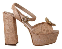 Dolce & Gabbana Lace Platform Sandals - Nude