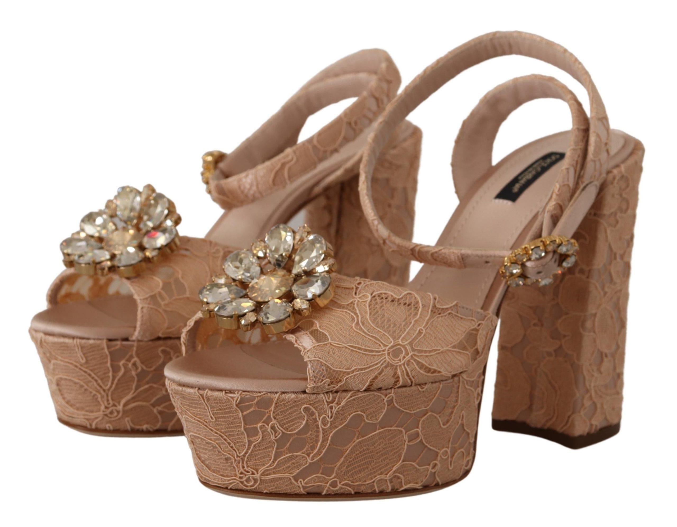 Dolce & Gabbana Lace Platform Sandals - Nude