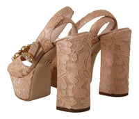 Dolce & Gabbana Lace Platform Sandals - Nude
