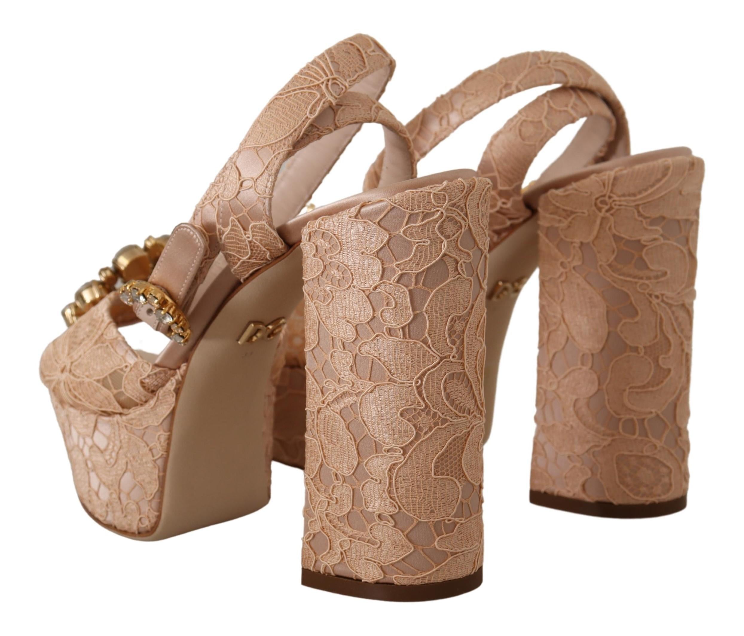 Dolce & Gabbana Lace Platform Sandals - Nude