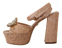 Dolce & Gabbana Lace Platform Sandals - Nude