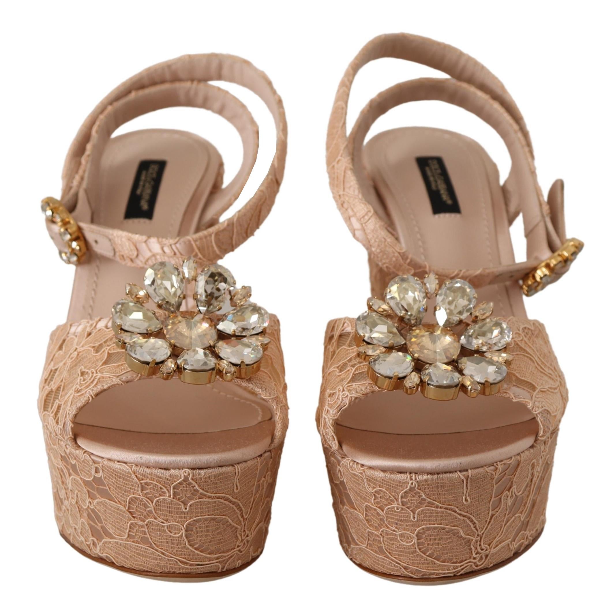 Dolce & Gabbana Lace Platform Sandals - Nude