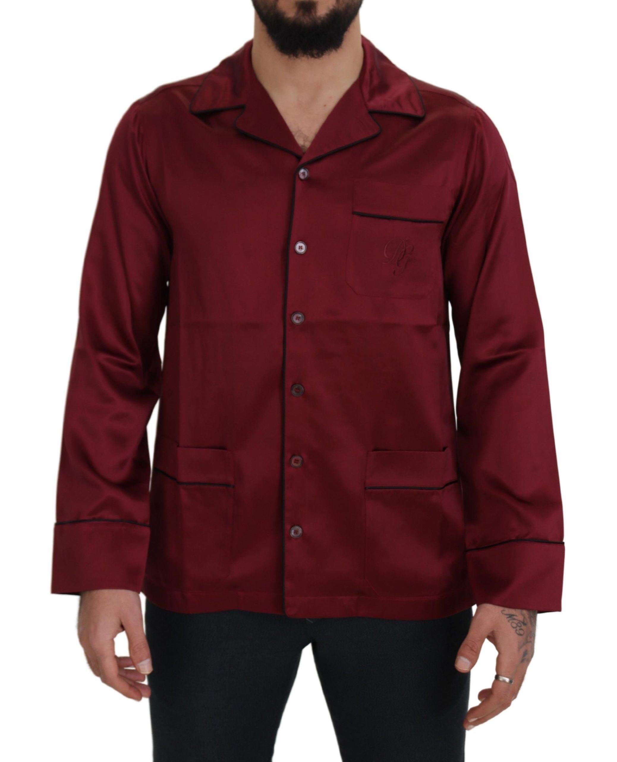 Dolce & Gabbana  Men's Silk Shirt Burgundy