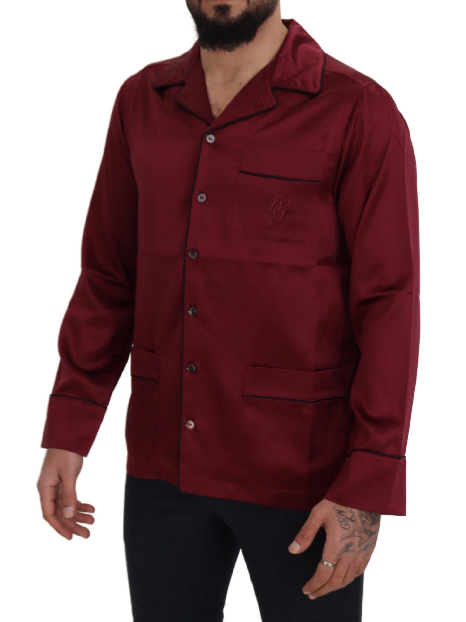 Dolce & Gabbana  Men's Silk Shirt Burgundy