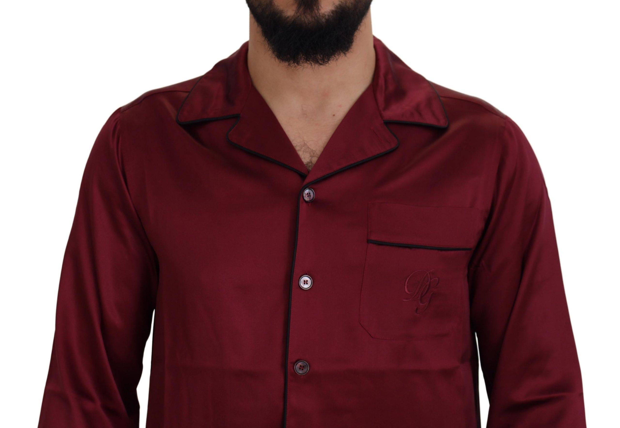 Dolce & Gabbana  Men's Silk Shirt Burgundy