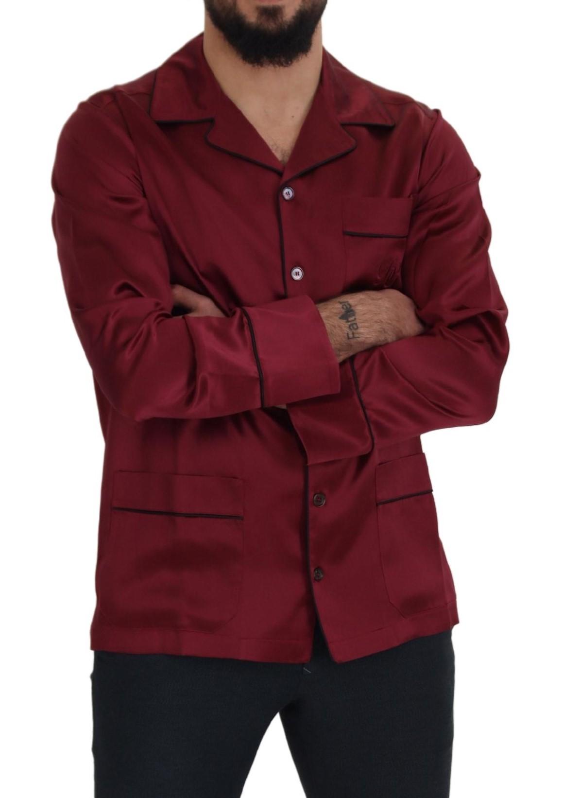 Dolce & Gabbana  Men's Silk Shirt Burgundy