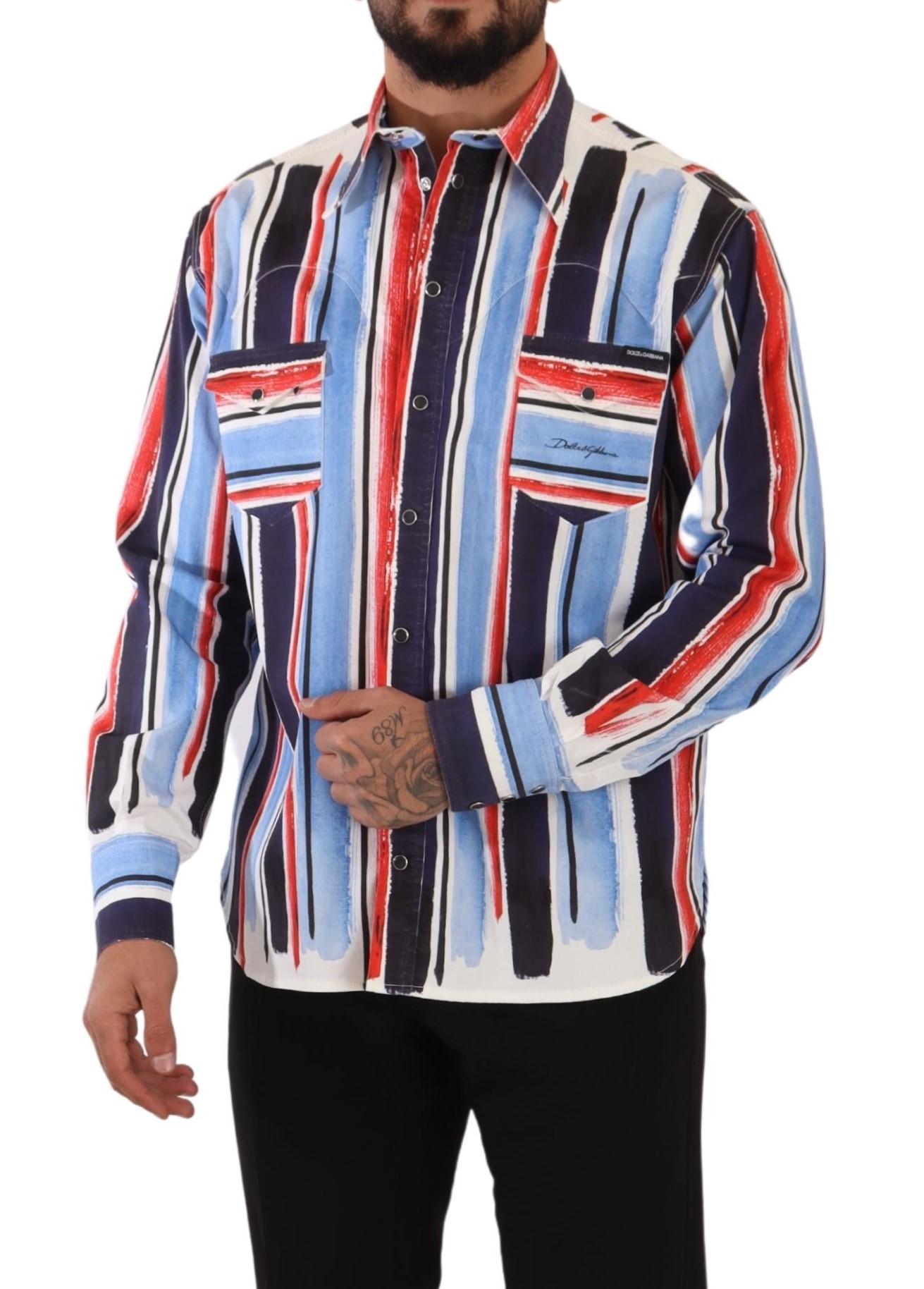 Dolce & Gabbana Mens Striped Cotton Shirt