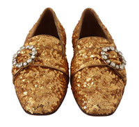 Dolce & Gabbana Women's Sequined Loafers with Crystal Buckle