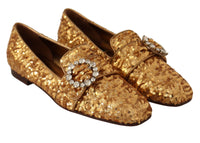 Dolce & Gabbana Women's Sequined Loafers with Crystal Buckle
