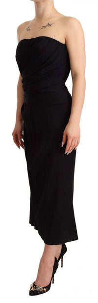 Dolce & Gabbana Silk Stretch Strapless Sheath Midi Dress9