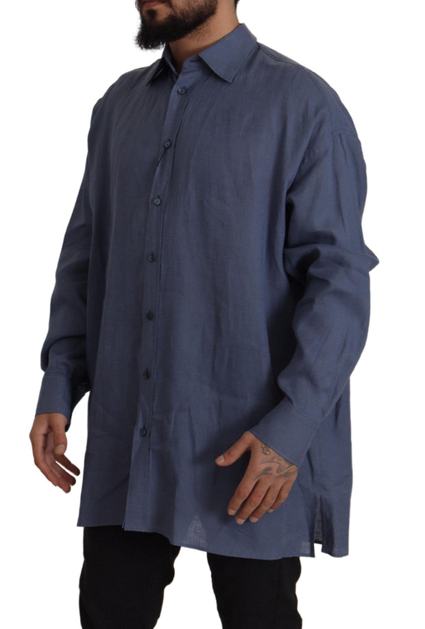 Dolce & Gabbana Classic Dark  Linen Dress Shirt