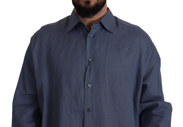 Dolce & Gabbana Classic Dark  Linen Dress Shirt