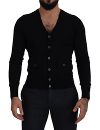 Dolce & Gabbana Button Down Wool Cardigan Sweater Regular L Black