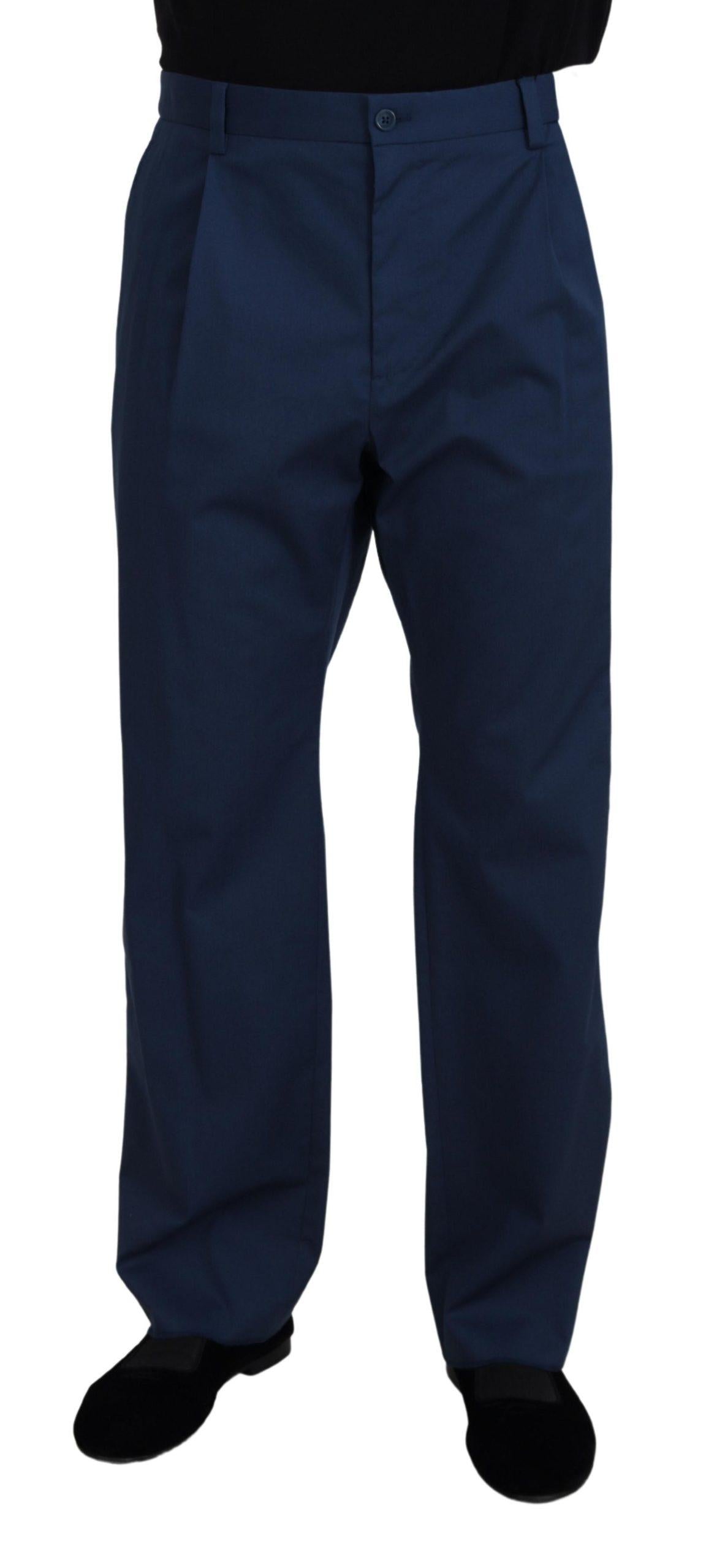Dolce & Gabbana Classic Fit Blue Wool Dress Pants 34 Blue