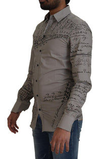 Dolce & Gabbana Signature Print Men's Dress Shirt - Grey