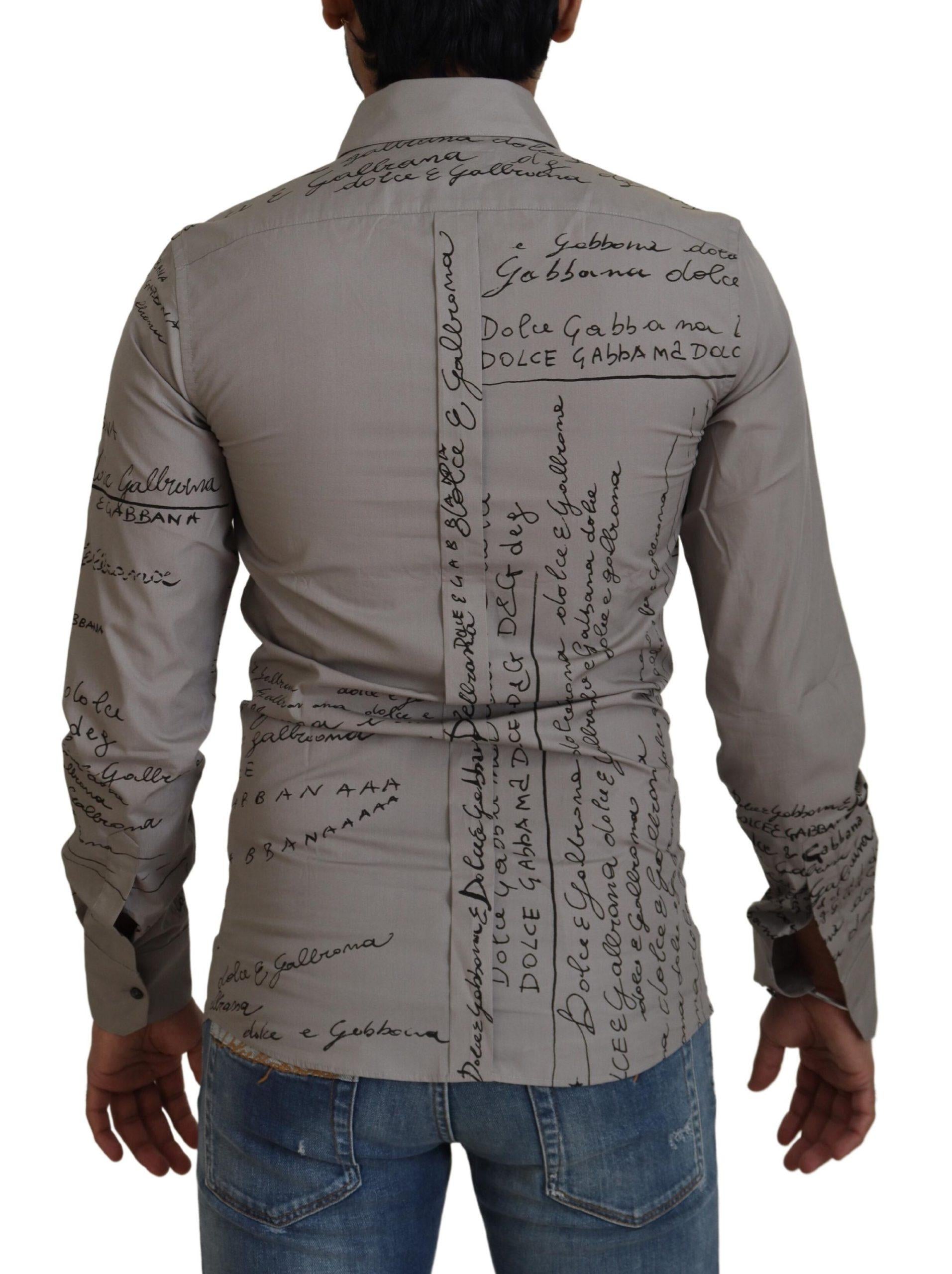 Dolce & Gabbana Signature Print Men's Dress Shirt - Grey