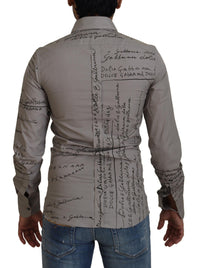 Dolce & Gabbana Signature Print Men's Dress Shirt - Grey