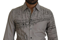 Dolce & Gabbana Signature Print Men's Dress Shirt - Grey