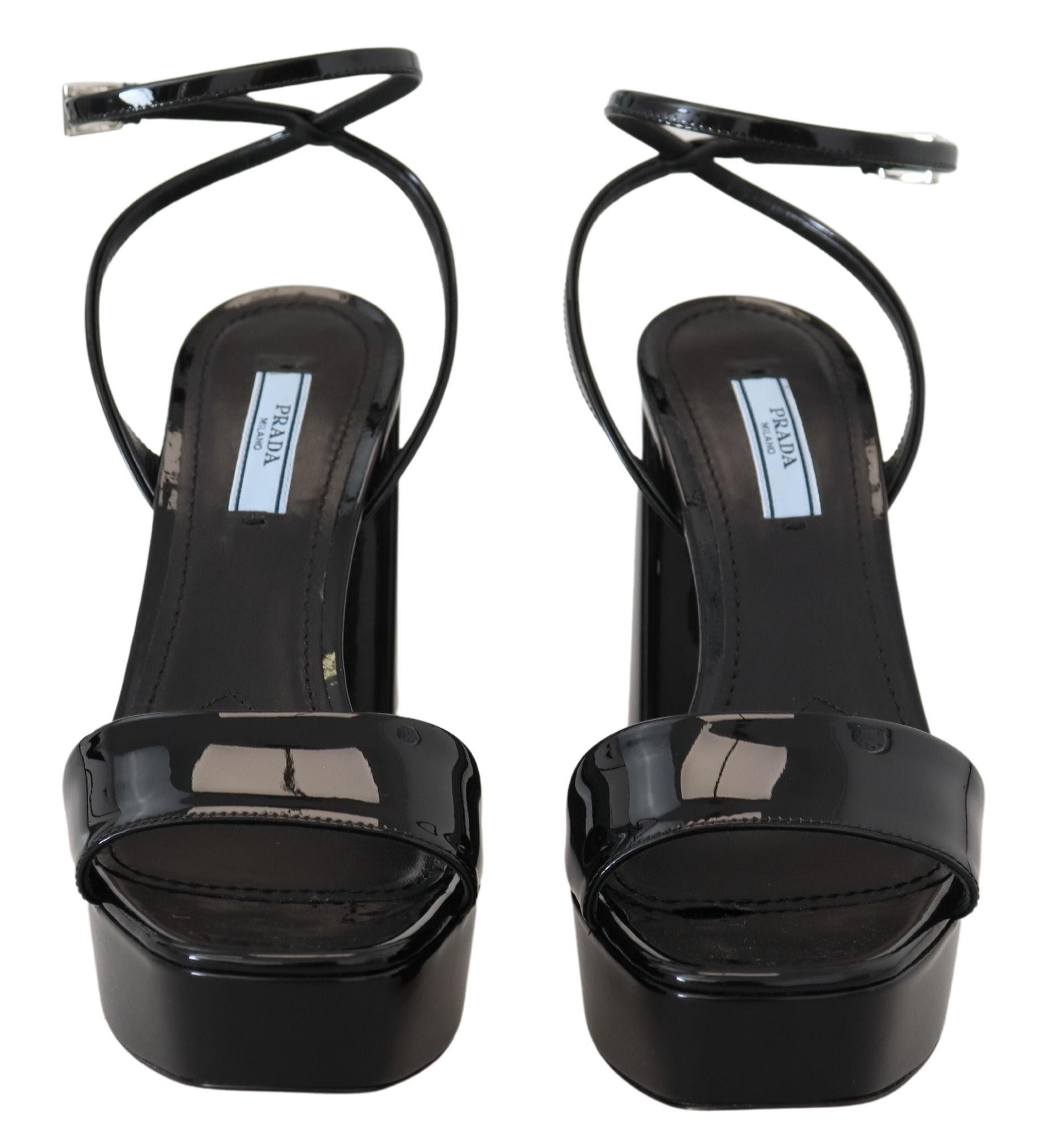 Prada Patent Leather Block Heel Sandals12