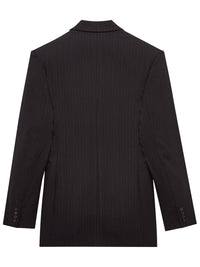 SAINT LAURENT PARIS Giacca Doppiopetto In Lana Mélange Gessata Women