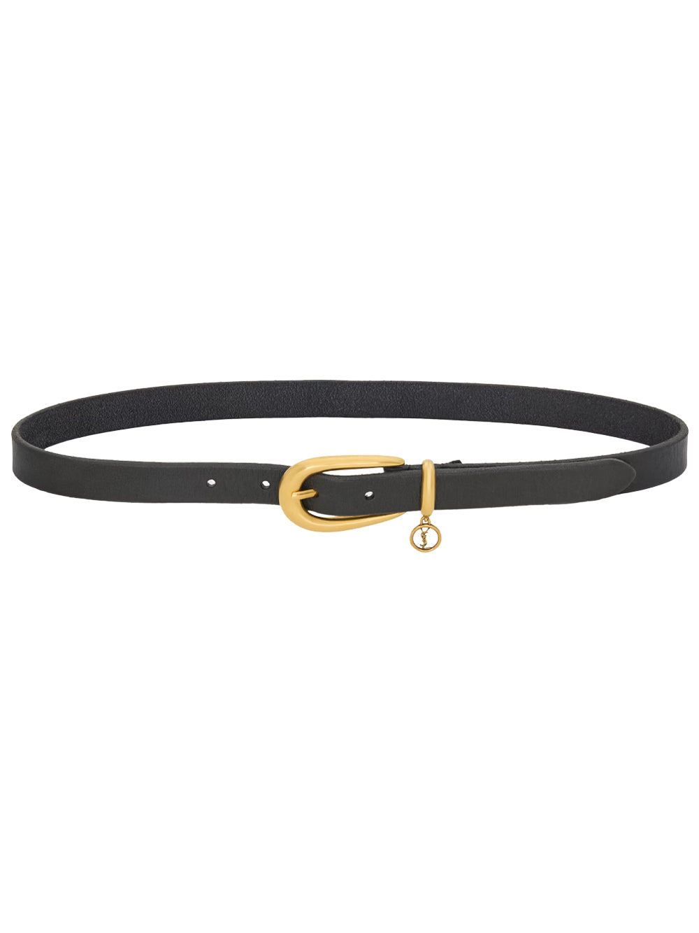 SAINT LAURENT Saint Laurent Women Cassandre Charm Elongated Buckle Thin Belt In Leather