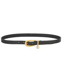 SAINT LAURENT PARIS Cassandre Charm Elongated Buckle Thin Belt In Leather Women