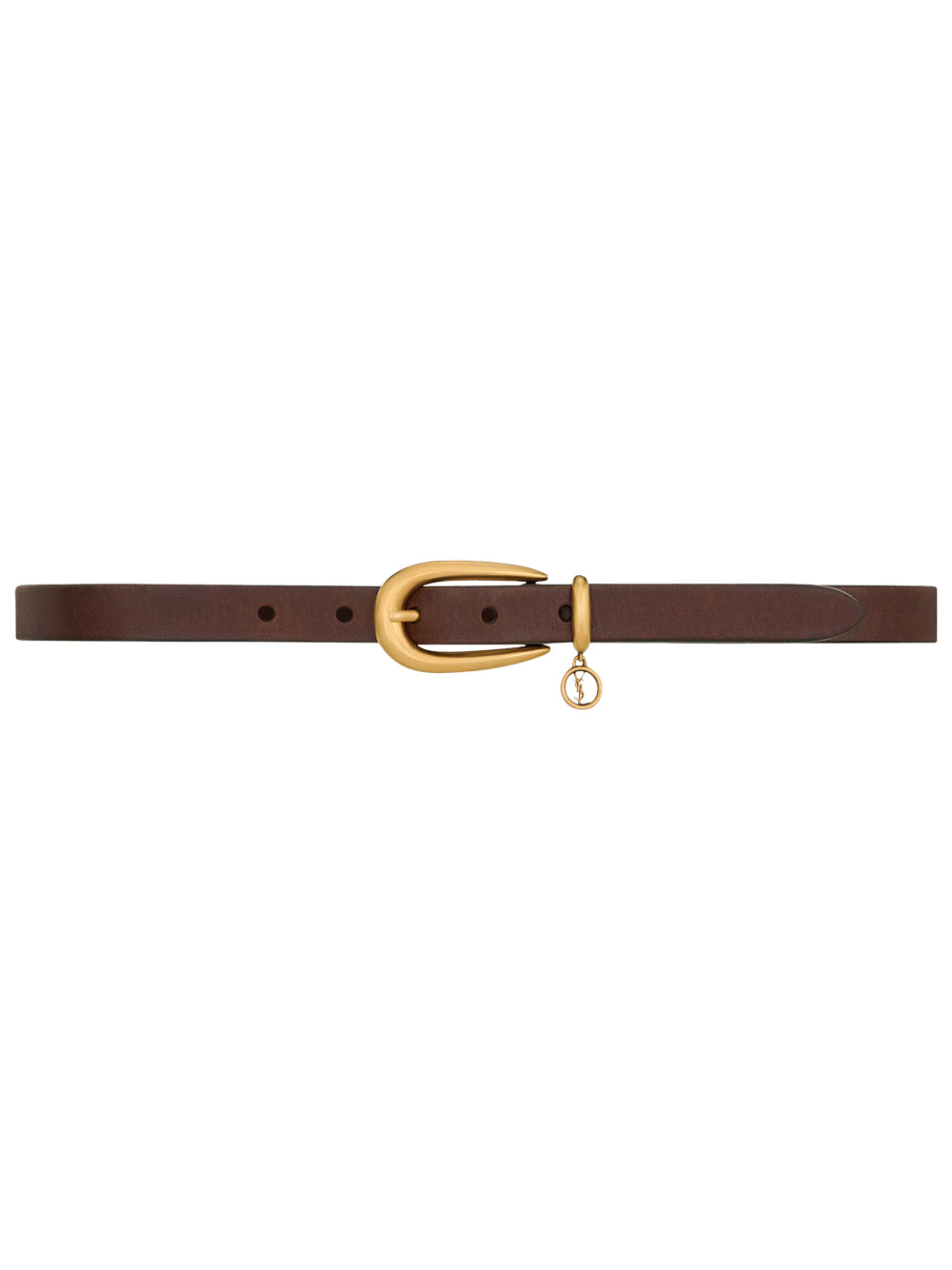 SAINT LAURENT Saint Laurent Women Cassandre Charm Elongated Buckle Thin Belt In Leather