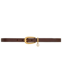 SAINT LAURENT PARIS Cassandre Charm Elongated Buckle Thin Belt In Leather Women