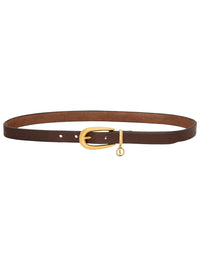 SAINT LAURENT PARIS Cassandre Charm Elongated Buckle Thin Belt In Leather Women
