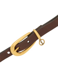 SAINT LAURENT Saint Laurent Women Cassandre Charm Elongated Buckle Thin Belt In Leather