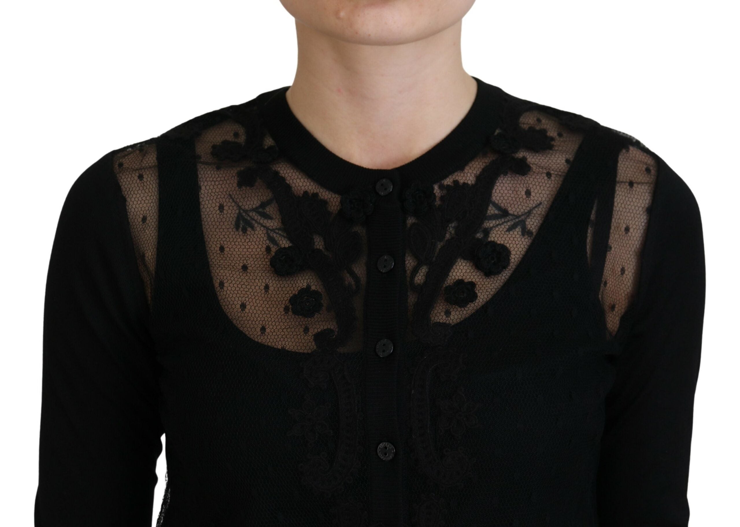 Dolce & Gabbana Women's Black Lace Trim Cardigan