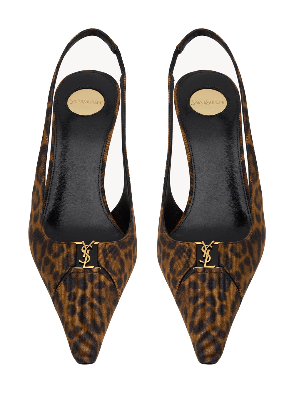 SAINT LAURENT PARIS Babylone Breteuil Slingback Pumps In Leopard Grosgrain Women
