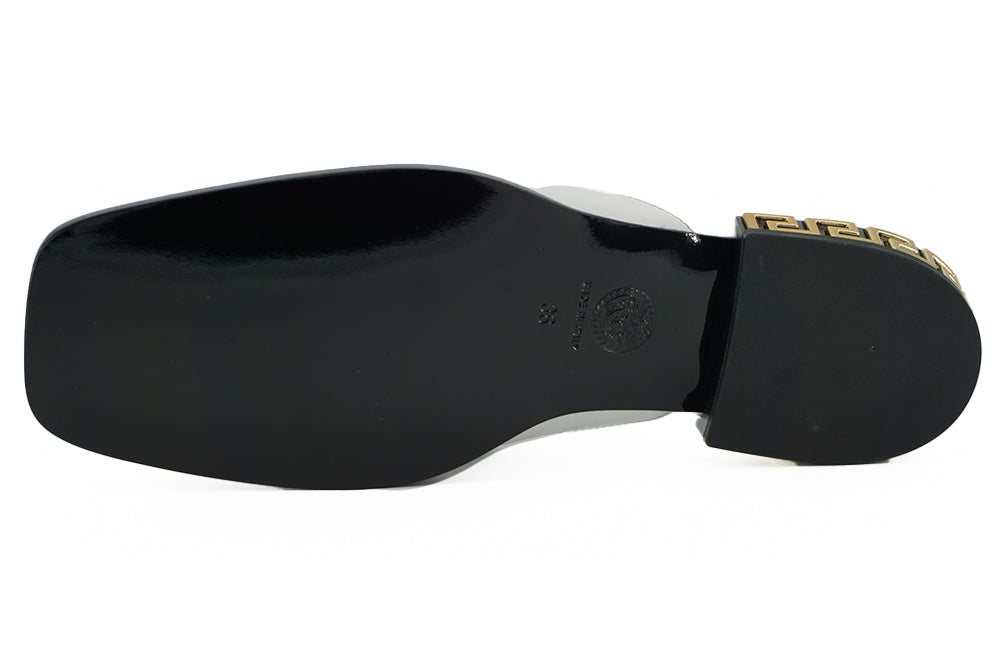 Versace  Greca Leather Mules - White