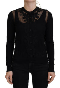 Dolce & Gabbana Women's Black Lace Trim Cardigan