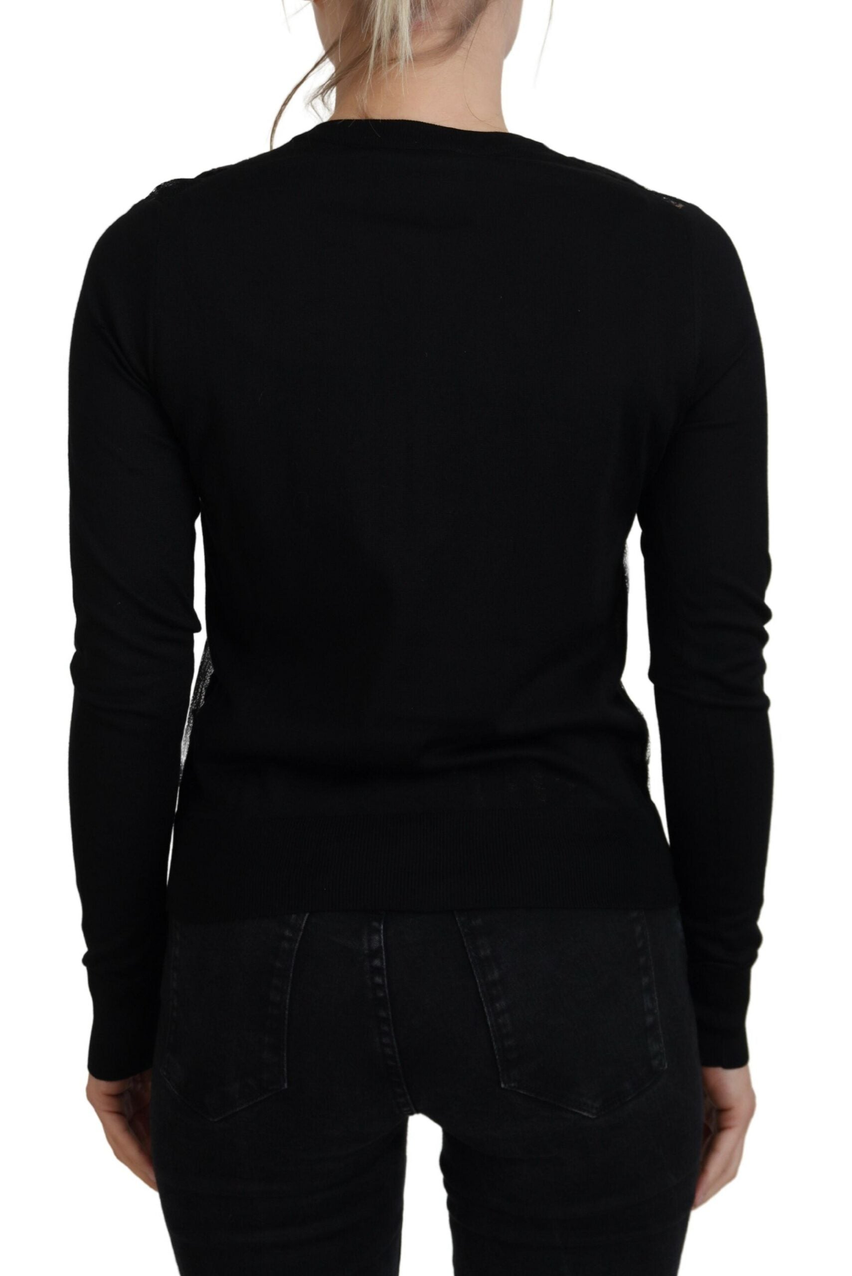 Dolce & Gabbana Women's Black Lace Trim Cardigan