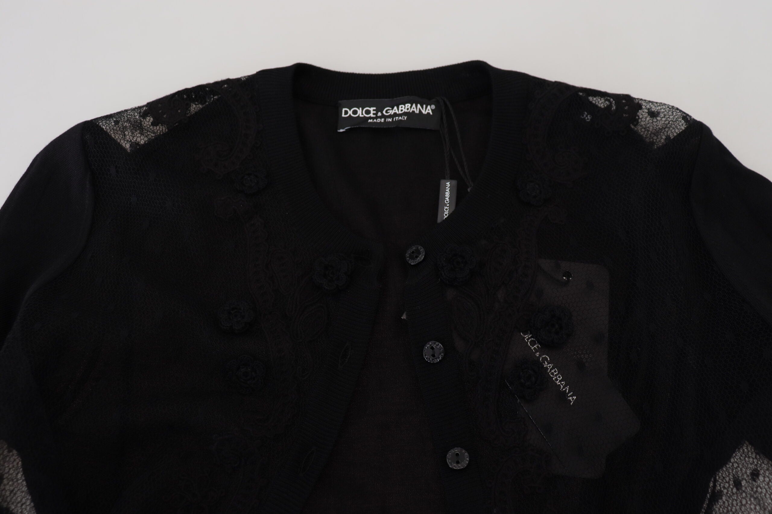 Dolce & Gabbana Women's Black Lace Trim Cardigan