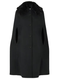 Cappa In Lana Double Con Collo In Pelliccia Women