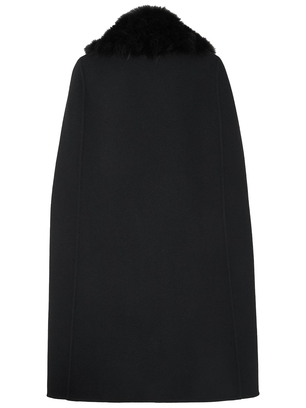 Cappa In Lana Double Con Collo In Pelliccia Women