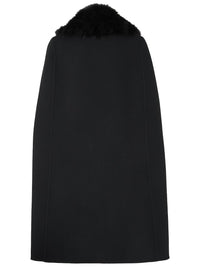 Cappa In Lana Double Con Collo In Pelliccia Women